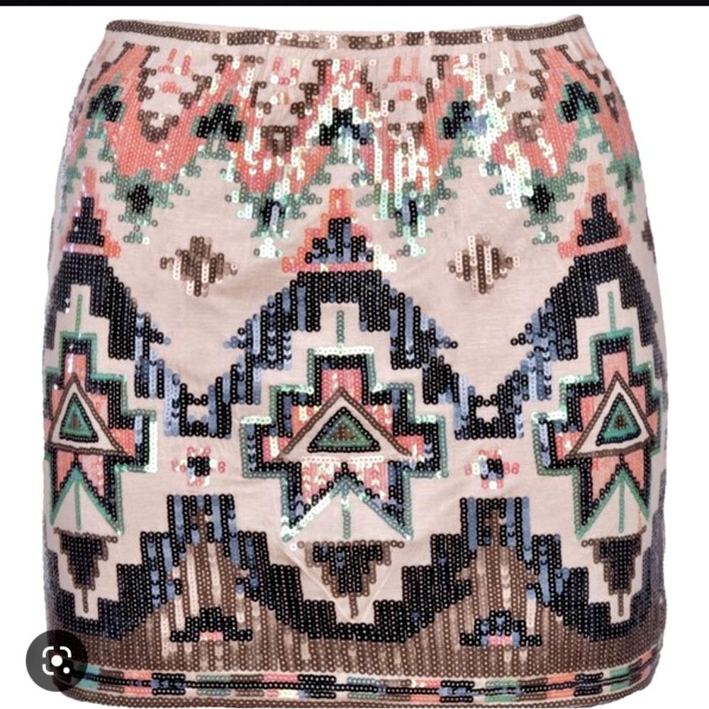 Express Aztec Sequin Mini Skirt Sz Small